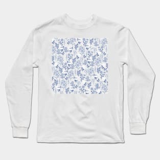 Blue Flowers Botanical Painting Long Sleeve T-Shirt